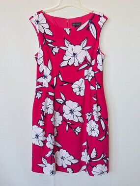 Jessica Howard Pink & White Floral Sleeveless Midi A-Line Dress